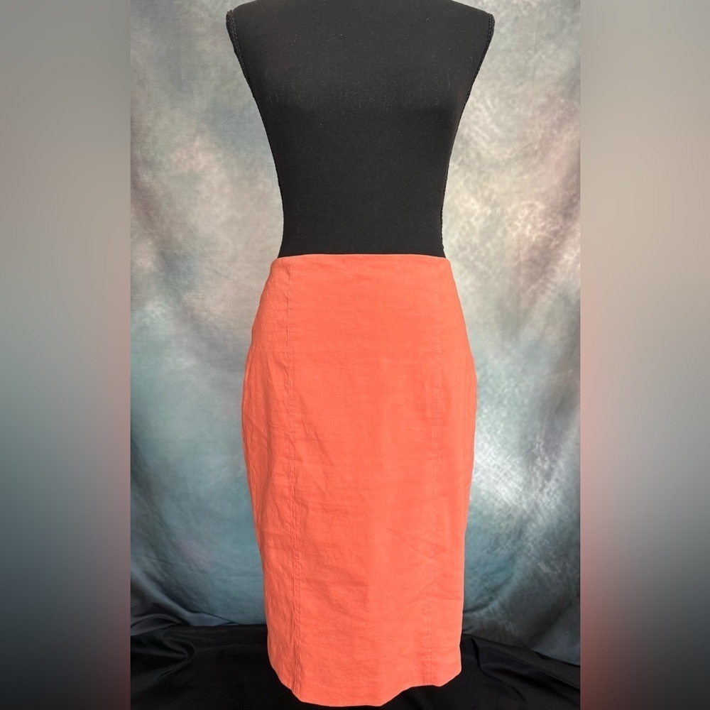 Bebe Pencil Soft Orange Skirt NWT 100% Linen